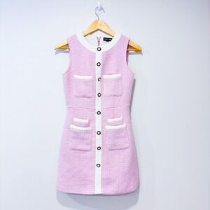SISTER JANE Pink tweed mini dress | Feminine preppy | X-Small